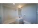 Clean bathroom with a shower/tub combo and vanity at 1029 E 8Th Ave # 907, Denver, CO 80218