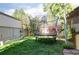 Trampoline in backyard surrounded by lush lawn and greenery at 1143 S Saint Paul St, Denver, CO 80210