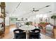 Open living space blending dining, kitchen and living areas, featuring modern decor and hardwood floors at 1920 S Niagara St, Denver, CO 80224