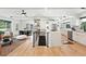 Spacious, open-concept living area showcasing hardwood floors, a modern kitchen, and stylish decor at 1920 S Niagara St, Denver, CO 80224