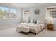 Bright bedroom showcasing carpet, a comfortable bed, and multiple windows with neighborhood views at 2500 S Monroe St, Denver, CO 80210