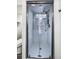 Updated shower with glass enclosure and modern fixtures at 2500 S Victor St # A, Aurora, CO 80014