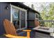 A cozy deck with comfortable seating, a fire pit, and sliding glass doors at 20600 Rangeview Dr, Morrison, CO 80465