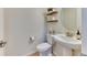 Elegant powder room with modern fixtures and stylish decor at 15389 W 50Th Dr, Golden, CO 80403