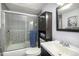 Cozy bathroom featuring a shower, toilet and vanity with ample storage space at 1020 15Th St # 9N, Denver, CO 80202