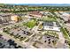 Aerial view of neighborhood with community shopping center at 10241 Bellwether Ln, Lone Tree, CO 80124