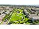 Aerial view of walking trail and park within neighborhood at 10241 Bellwether Ln, Lone Tree, CO 80124