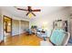 Office space featuring hardwood floors and a ceiling fan at 2364 Autumn Ridge Blvd, Lafayette, CO 80026