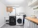 This laundry room features side-by-side washer and dryer and sink and cabinet space at 1100 Pontiac St, Denver, CO 80220