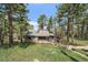 Home with mature trees in a lush green mountain setting at 513 Mt Blue Sky Rd, Golden, CO 80401
