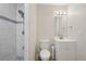 Updated bathroom features new tile shower and vanity at 6337 W 68Th Pl, Arvada, CO 80003
