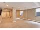 Spacious finished basement with neutral carpet, recessed lighting, and bright windows at 3070 Redhaven Way, Highlands Ranch, CO 80126