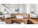 Comfortable living room featuring a large leather sectional sofa with mountain art and decor at 5099 S Robb St, Littleton, CO 80127