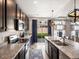 Stylish kitchen featuring stainless steel appliances, dark cabinetry, and a view to the backyard at 5358 Ventura St, Denver, CO 80249