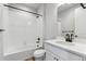 Clean bathroom with a tub, toilet and vanity at 1750 Marlowe W Cir, Erie, CO 80516