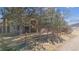 Home exterior featuring stone accents, a wooden fence, and mature pine trees providing shade and curb appeal at 9896 W Freiburg Dr # 1B, Littleton, CO 80127