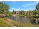 Serene pond with a small dock and homes in the background at 6515 S Killarney Ct, Aurora, CO 80016