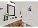Modern bathroom with a stylish vanity, sleek fixtures, and contemporary design at 359 Josef Cir, Fort Lupton, CO 80621