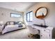 The bedroom shows a gray carpet with a long window and desk area at 2182 S Ogden St, Denver, CO 80210