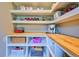 Well-organized pantry features open shelving, countertop space and organized food storage at 2182 S Ogden St, Denver, CO 80210