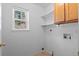 Laundry room with washer and dryer hookups and built-in shelving at 6904 Sprucedale Pkwy, Evergreen, CO 80439