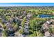 Aerial view of a neighborhood surrounded by green trees and a lake at 10963 Bryant St, Westminster, CO 80234