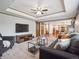 Comfortable living room with modern furniture, ceiling fan and TV at 6898 W Nova Dr, Littleton, CO 80128