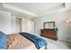 Comfortable main bedroom with neutral paint, light-colored carpet, and traditional wood dresser at 7121 W Asbury Pl, Lakewood, CO 80227