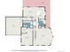 First floor blueprint shows living room, kitchen, dining area, primary bedroom, bathroom, garage, and balcony at 533 Tenderfoot Dr, Larkspur, CO 80118