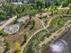 Aerial view of a park and river walk at 2253 S Fox St, Denver, CO 80223