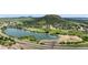 Scenic aerial view of a residential community near a lake, showcasing its natural beauty at 114 Vale St, Palmer Lake, CO 80133