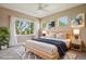 Serene main bedroom features a plush king bed, calming artwork, and abundant natural light from large windows at 12921 Grant Cir # B, Thornton, CO 80241
