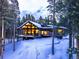Stunning modern home with floor-to-ceiling windows and snow-covered landscape at 55 Blue Flag Dr, Breckenridge, CO 80424