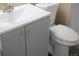 Modern bathroom with sleek vanity and toilet at 875 S Quebec St # 25, Denver, CO 80247