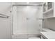 Clean bathroom with a shower/tub combo and white subway tile at 13800 E Marina Dr # 210, Aurora, CO 80014