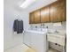 Functional laundry room with modern appliances and ample storage space, designed for convenience and efficiency at 2777 E Geddes Ave, Centennial, CO 80122