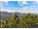 Scenic view of snow-capped mountains from the property amidst lush green trees and a blue sky at 8724 Armadillo Trl, Evergreen, CO 80439
