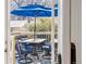 Inviting patio with an outdoor dining set and a bright blue umbrella at 1368 N Gilpin St, Denver, CO 80218