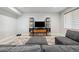 Living room includes neutral carpet and furnishings with built-in bookcase and a large tv at 16371 Jones Mountain Way, Broomfield, CO 80023