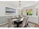 Elegant dining room with modern chandelier, wainscoting, and windows offering plenty of natural light at 7309 Windsor Dr, Boulder, CO 80301
