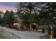 Long paved driveway leading to a luxury two-story home surrounded by trees at 22419 Springflower Dr, Golden, CO 80401