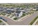 Aerial view of a community featuring cozy homes, sidewalks, and well-maintained landscaping at 5446 Coltin Trl, Castle Rock, CO 80104