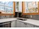 Modern kitchen features white cabinets, stainless steel appliances, and a double sink at 4415 N Clay St, Denver, CO 80211