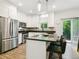 Modern kitchen features stainless steel appliances, sleek countertops, and a convenient island with barstool seating at 208 N Foote Ave, Lafayette, CO 80026