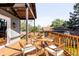Outdoor deck featuring wood flooring, a charming dining set, and inviting atmosphere at 2520 S Race St, Denver, CO 80210