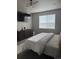 Sun-drenched bedroom features carpeted floors, a large window, and modern lighting at 13432 Broad Wing Dr, Parker, CO 80134
