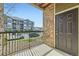 Balcony with brick pillars provides outdoor space to enjoy views of the community at 2985 Blue Sky Cir # 7-107, Erie, CO 80516
