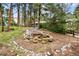 Lush backyard featuring a rock-lined pond, towering trees, and a playset at 19070 White Fawn Dr, Monument, CO 80132