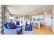 Inviting living space featuring an open layout with hardwood floors and modern kitchen with stainless steel appliances at 10016 Hough Pt, Parker, CO 80134