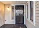 Secured front door with sidelight window, offering style and security at the entrance at 1050 S Monaco Pkwy # 77, Denver, CO 80224